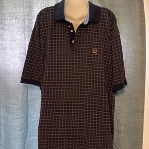Mens size XL Tommy Hilfiger Golf Pull Over Polo type Shirt Checkered Pattern